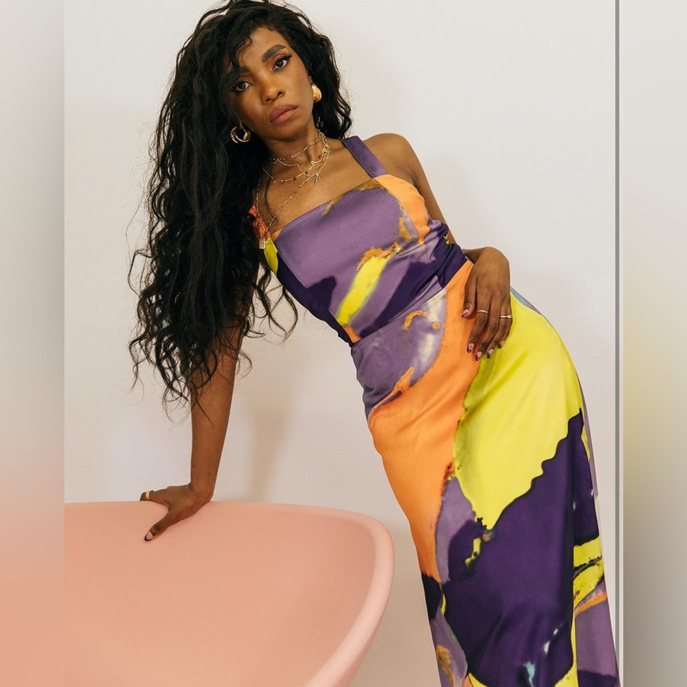 Vibrant Purple and Yellow Dress